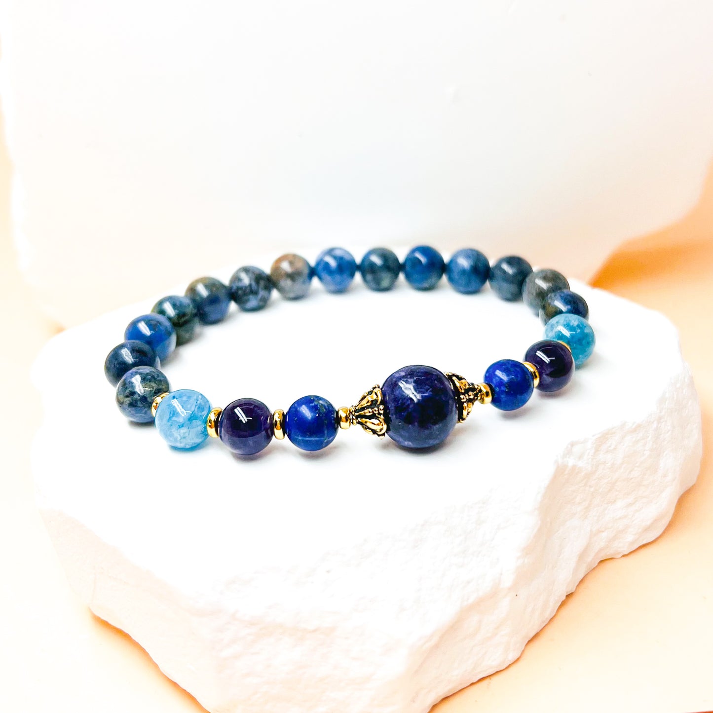 Blue hemimorphite gemstone bracelet
