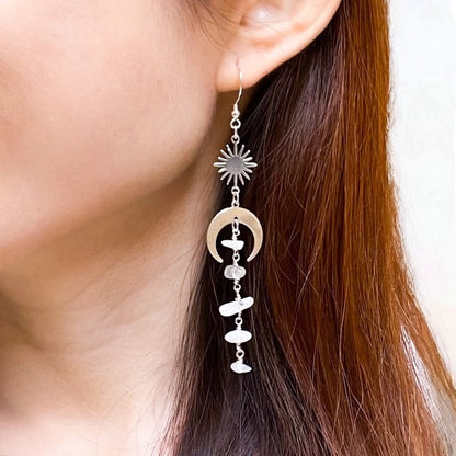 Moon and star moonstone earrings intuition