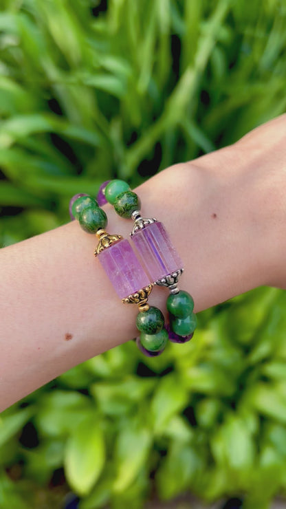 Good Luck and Protection | Amethyst and Jade Lotus Bracelet