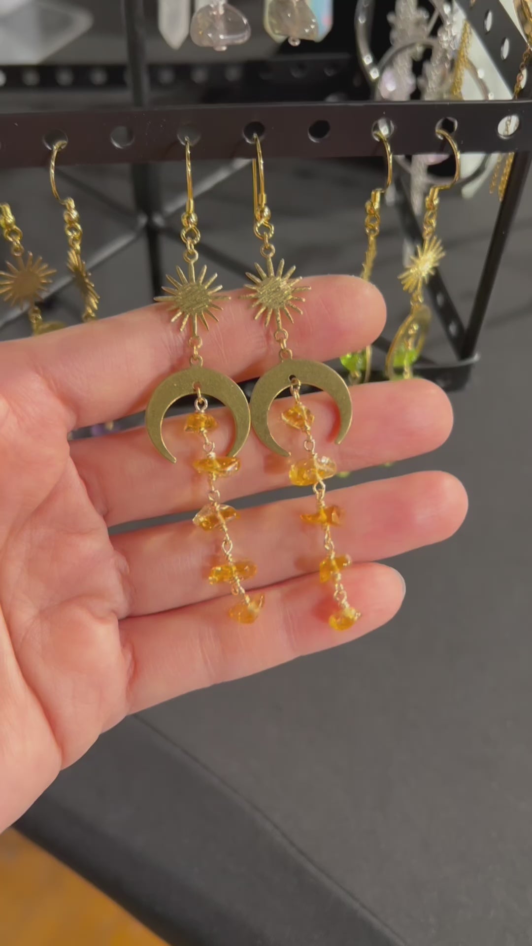 Citrine moon and star earrings