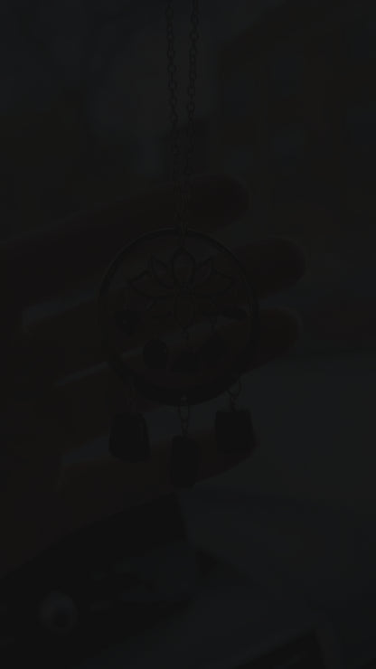 Gold lotus black tourmaline sun catcher