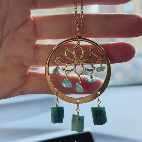 Apatite car charm and lotus